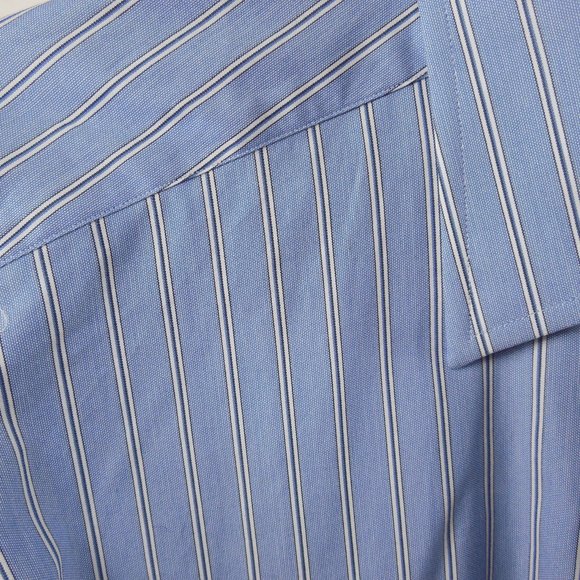 HATHAWAY Men's Button Down Shirt L New Cotton Striped Long Sleeve 16.5 Neck - Picture 3 of 10